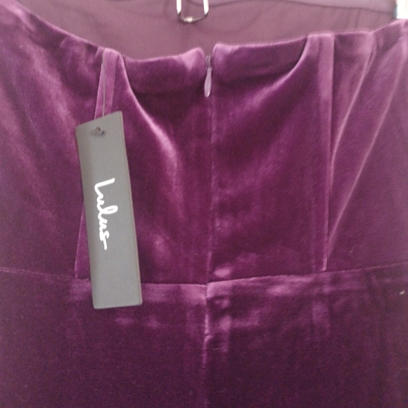 LuLu's Glamorous Celebrations Dark Purple Velvet Strapless Tulip Dress XS NWT - Picture 10 of 12